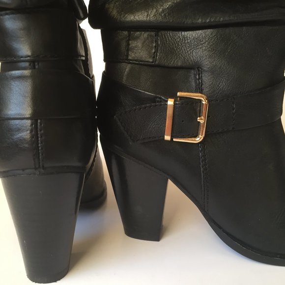 LE CHÂTEAU Chunky Heel Ankle Boots Women's Size 6 (US) /37(EUR) /Black Leather - Picture 5 of 11